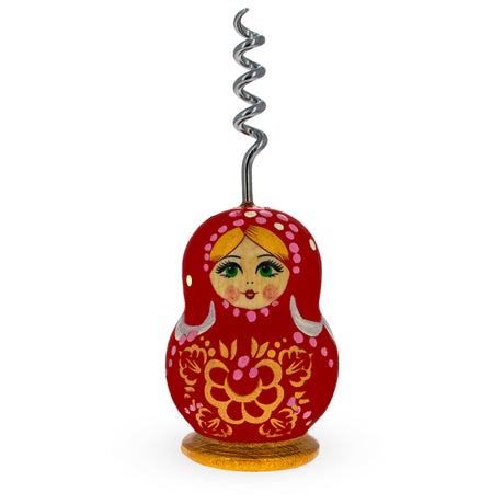 Red Wooden Corkscrew Wine Bottle Opener in Red color
