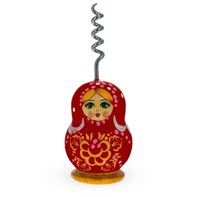 Red Wooden Corkscrew Wine Bottle Opener in Red color