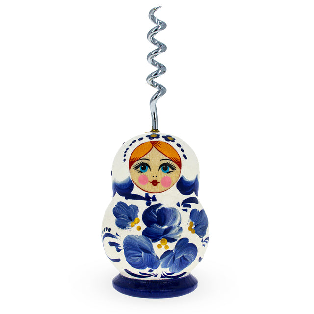 Blue Flowers  Wooden Bottle Opener in Blue color