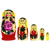 Set of 5 Traditional Style Matryoshka Wooden Nesting Dolls in Multi color,  shape