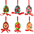 Flowery Painting Multicolored Wooden Easter Egg Ornaments in Multi color Figurine