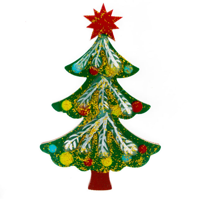 Wood Christmas Tree Fridge Magnet in Green color