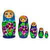 Wood Beautiful Wooden  with Light Blue Color Hood and Flowers Nesting Dolls in Blue color