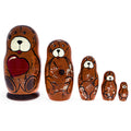5 Pieces Bear Family  Wooden Nesting Dolls in Multi color