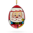 Wood Santa Wooden Egg Shape Christmas Ornament in Red color
