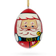 Santa Wooden Egg Shape Christmas Ornament in Red color,  shape