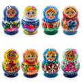 Set of 2 Assortment of Blue Colors Salt and Pepper Shakers Matryoshka in Multi color
