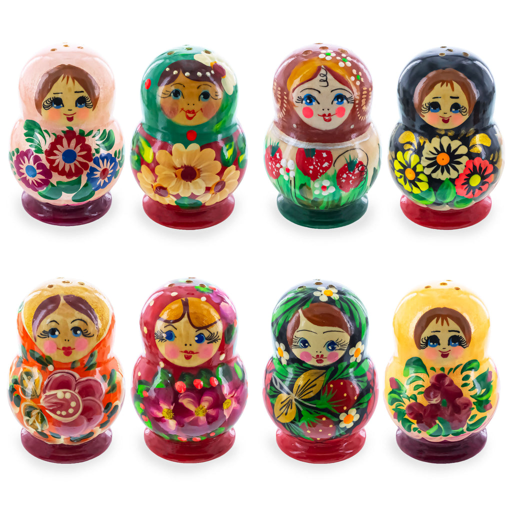 Set of 2 Red Salt and Pepper Shakers Nesting Dolls in Assortment (Styles May Vary) in Multi color
