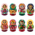 Set of 2 Red Salt and Pepper Shakers Nesting Dolls in Assortment (Styles May Vary) in Multi color