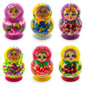 Set of 2 Salt and Pepper Shakers Nesting Dolls in Assortment (Colors May Vary) in Multi color