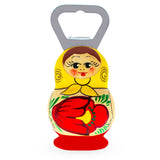 Matryoshka Doll Wooden Bottle Opener in Yellow color,  shape