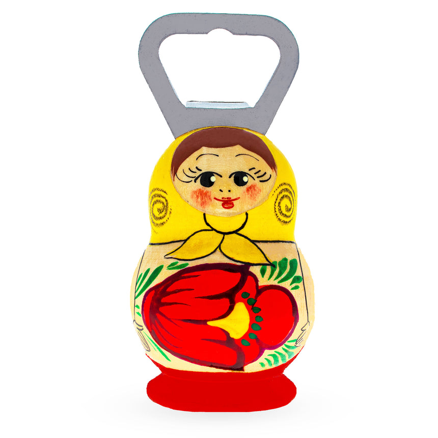Matryoshka Doll Wooden Bottle Opener in Yellow color