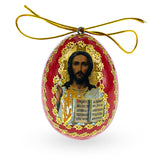 Wood Jesus Christ Red Wooden Easter Egg in Multi color