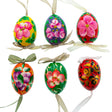 Flowery Painting Miniatured Multicolored Wooden Easter Egg Ornaments in Multi color,  shape