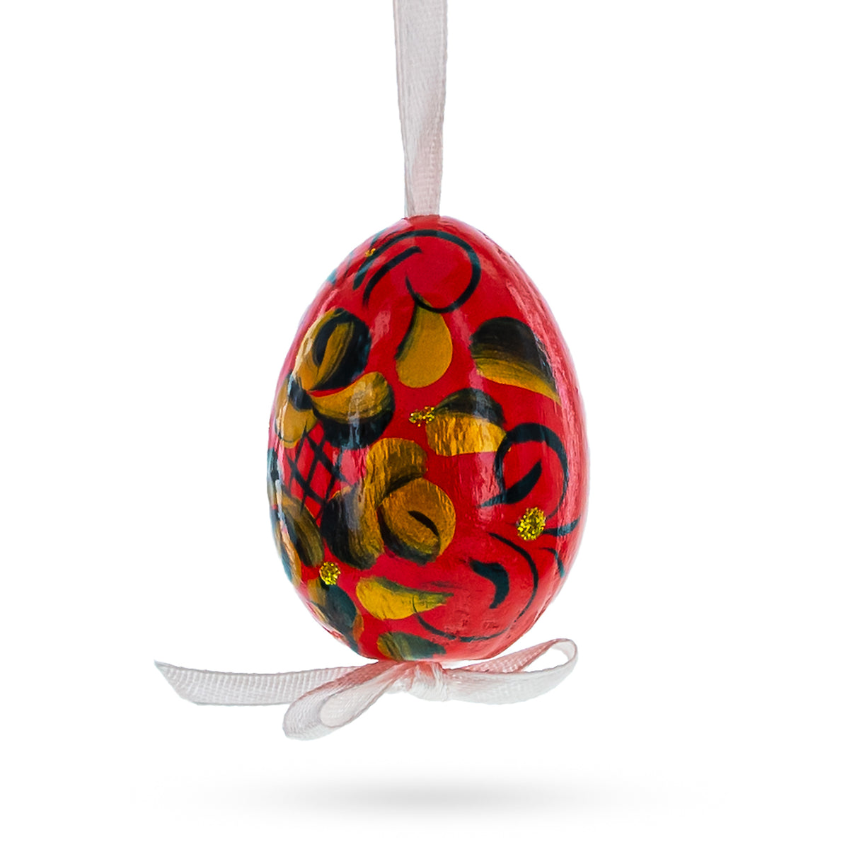 Adornos de huevos de Pascua de madera multicolores en miniatura con pintura florida