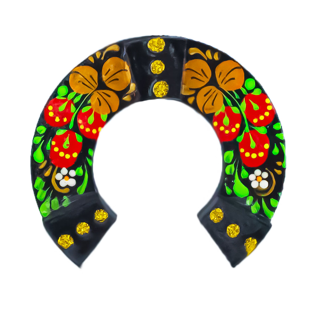 Black Lucky Horseshoe Fridge Magnet in Black color