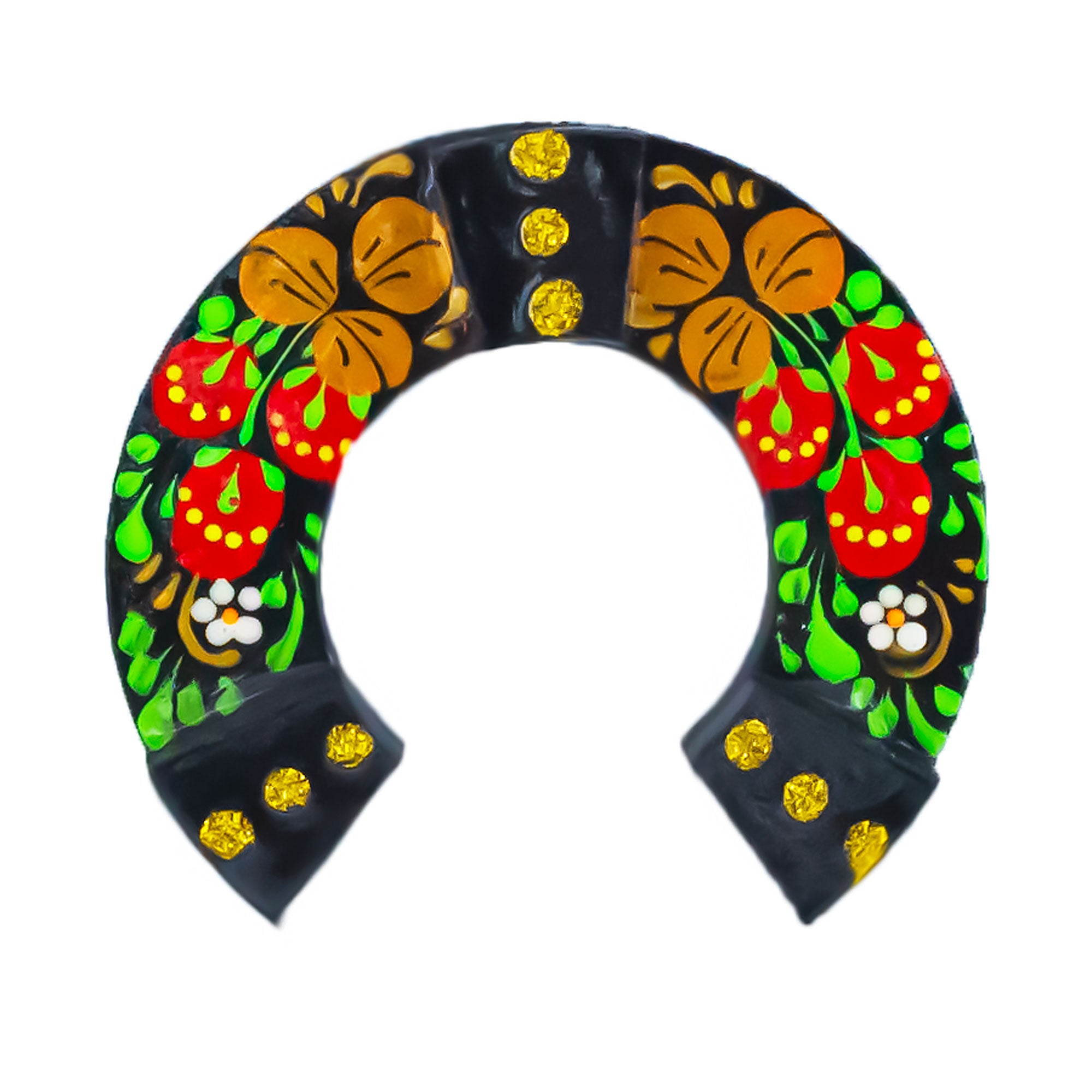 Black Lucky Horseshoe Fridge Magnet in Black color