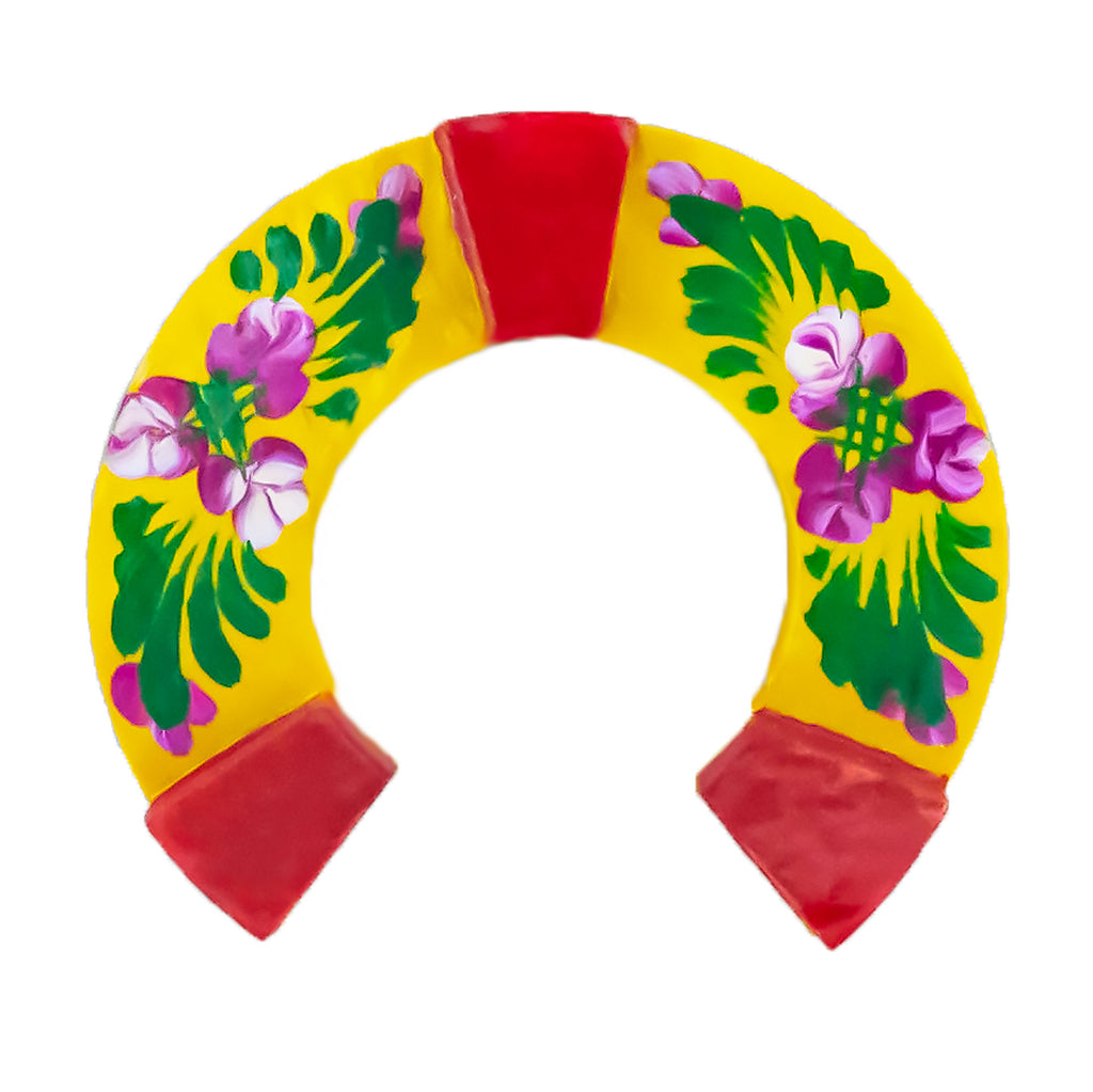 Yellow with Velvet Lucky Horseshoe Fridge Magnet in Yellow color