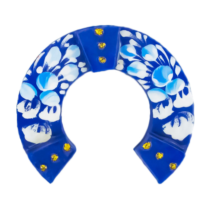 Blue with White Lucky Horseshoe Fridge Magnet in  color