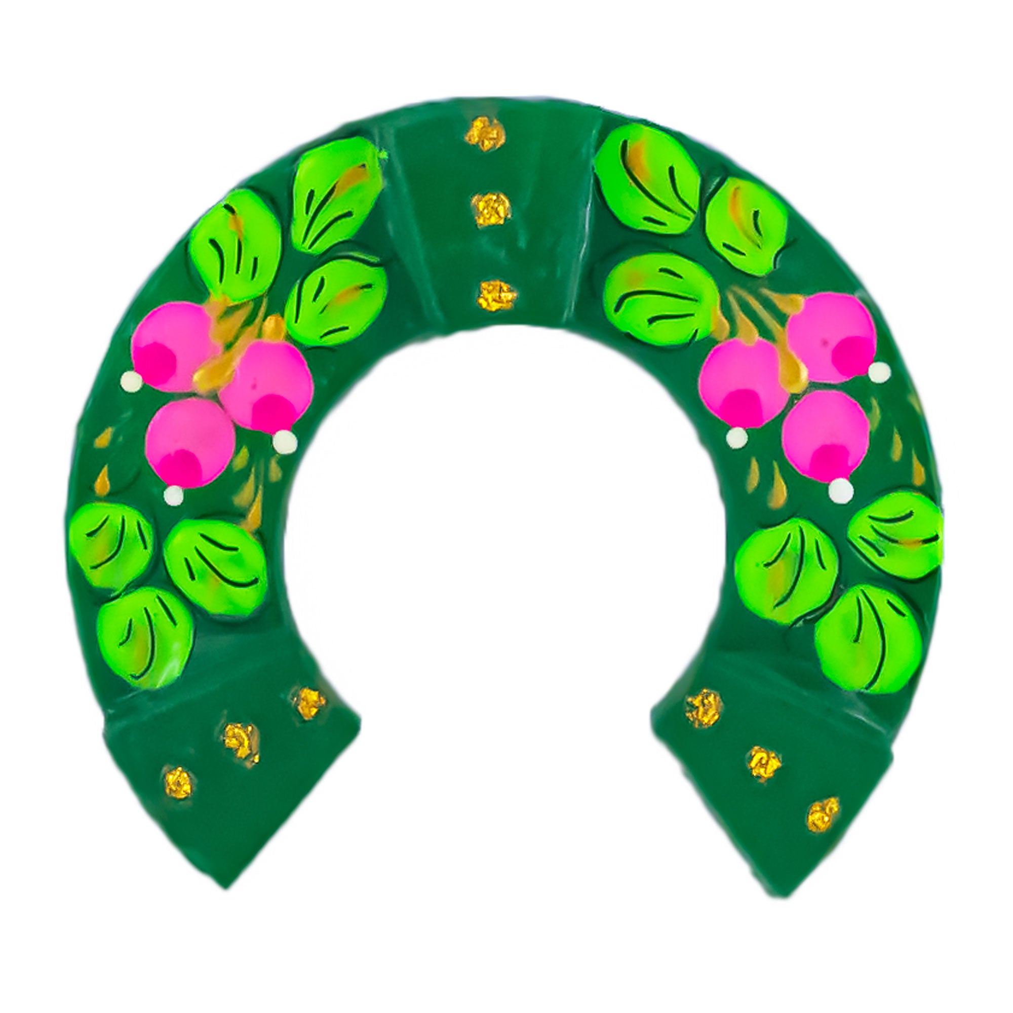 Green Lucky Horseshoe Fridge Magnet in Green color