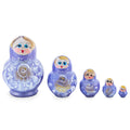 Purple Color with White Color Flowers Wooden  Nesting Dolls in  color