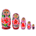 Orange Hood with Velvet Flowers Wooden  Nesting Dolls in  color