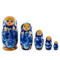 Blue Color with Blue Flowers Wooden  Nesting Dolls in  color