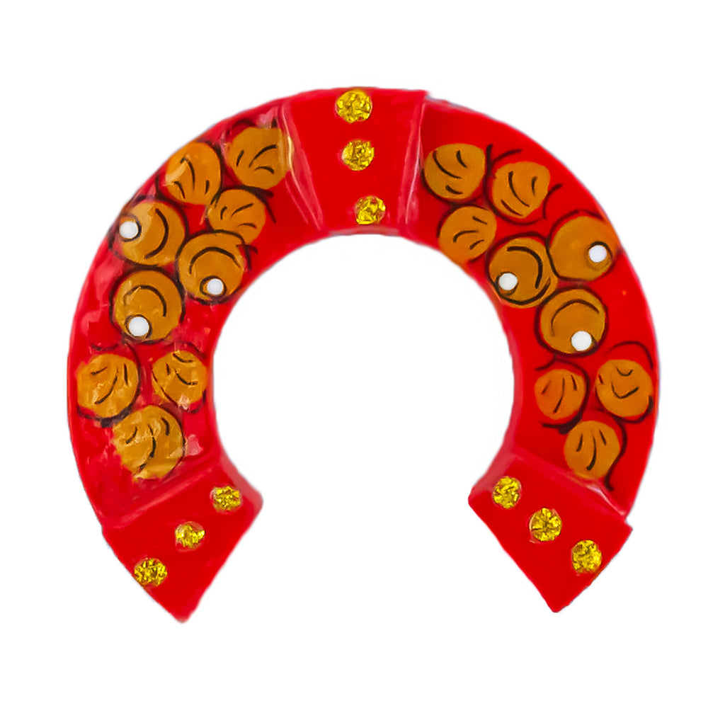 Red with Gold Lucky Horseshoe Fridge Magnet in Red color