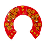 Red with Gold Lucky Horseshoe Fridge Magnet in  color