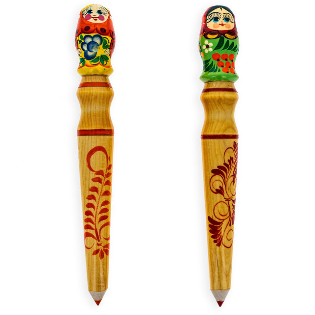 Wooden Matryoshka Doll Pencil (1 Random Design) 11.3 Inches in Multi color,  shape