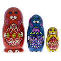 Set of 3 Bunnies with Easter Eggs Nesting Dolls in Multi color