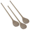 Set of 3 Unfinished Unpainted Long Handle Wooden Spoons in Beige color