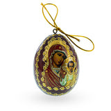 Maria with Jesus Christ Brown Wooden Easter Egg in Multi color,  shape
