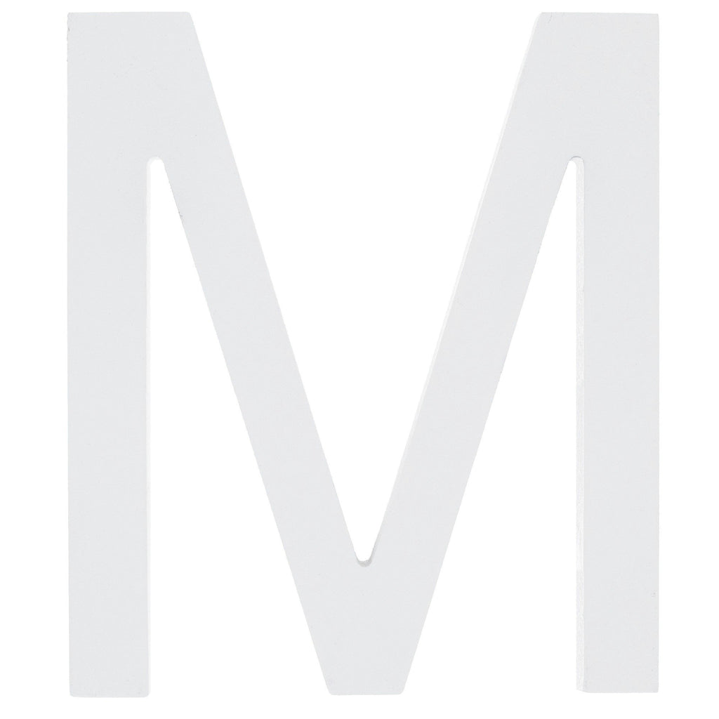 Arial Font White Painted MDF Wood Letter M (6 Inches) in White color
