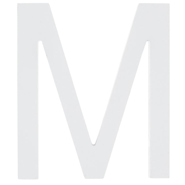 Arial Font White Painted MDF Wood Letter M (6 Inches) in  color