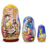 3 Nativity Scene Set Wooden Nesting Dolls 4.25 Inches in Multi color
