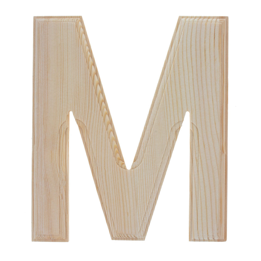 Unfinished Wooden Arial Font Letter M (6.25 Inches) in Beige color