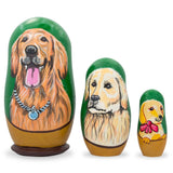 Set of 3 Labrador Retrievers Wooden Nesting Dolls 4.25 Inches in Multi color