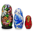 Set of 3 Khokhloma Flowers Wooden Nesting Dolls 4.25 Inches in Multi color,  shape