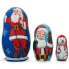 Wood 3 Santa Claus and Polar Bear Wooden Nesting Dolls 4.25 Inches in Multi color
