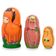 Set of 3 Horses with Flowers Wooden Nesting Dolls 4.25 Inches in Multi color