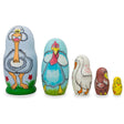 Set of 5 Ostrich, Turkey, Duck Birds Wooden Animal Nesting Dolls 4.25 Inches in Multi color