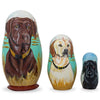 Wood Chocolate, Yellow & Black Labrador Retrievers Wooden Nesting Dolls 4.25 Inches in Multi color