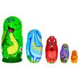 Set of 5 Dinosaurs Wooden Nesting Dolls 6 Inches in Multi color,  shape