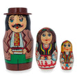 Set of 3 Ukrainian Hutsuls Family Wooden Nesting Dolls 4.5 Inches in Multi color