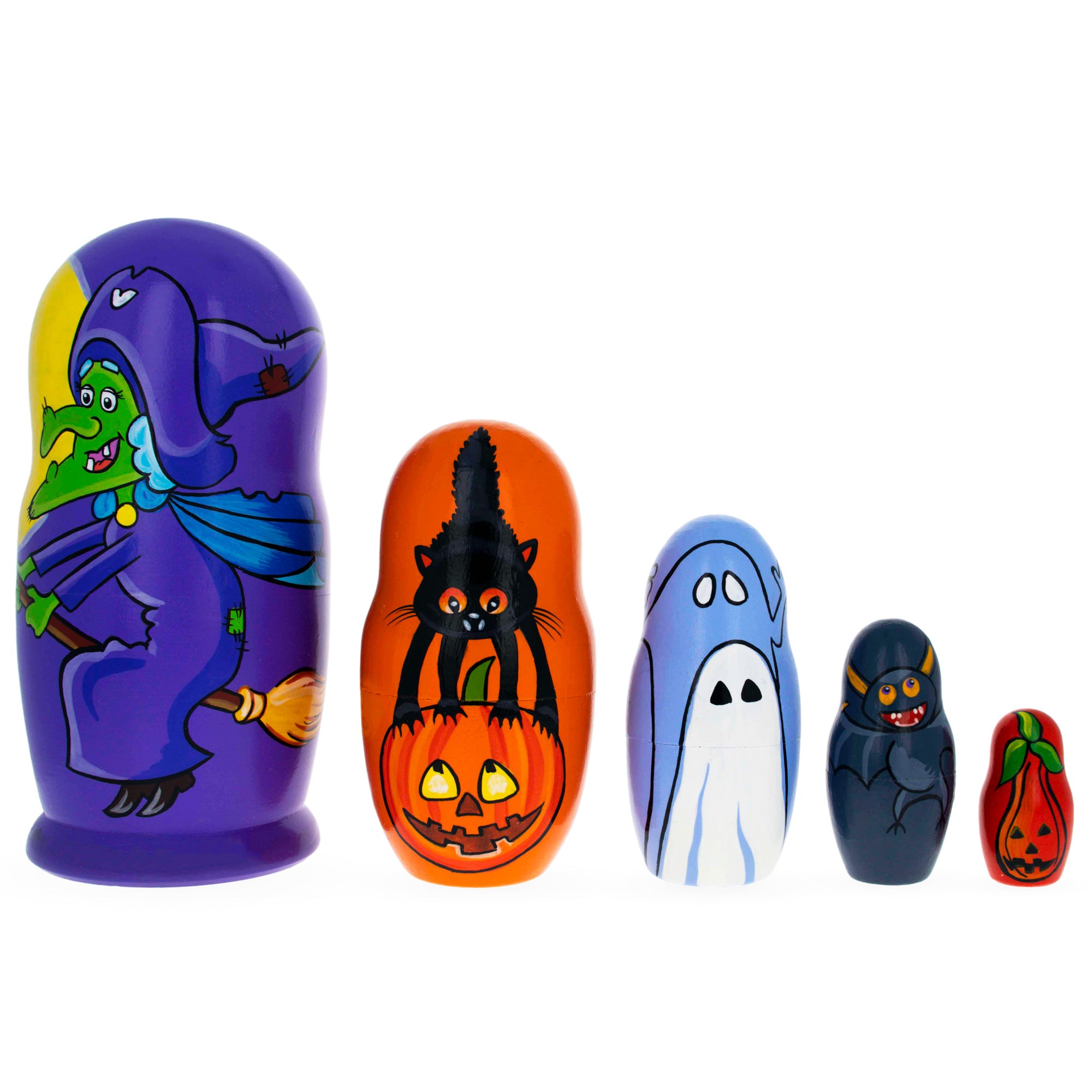 Halloween Wooden Nesting Dolls 5.75 Inches in Multi color