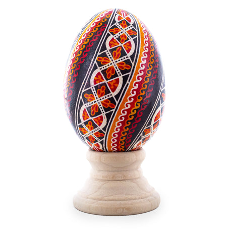 Goose Real Blown Out Ukrainian Easter Egg 2 in Multi color, Oval shape
