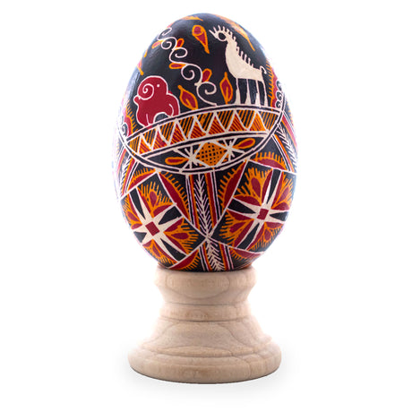 Goose Real Blown Out Ukrainian Easter Egg 3 in Multi color, Oval shape
