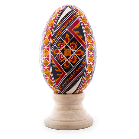 Goose Real Blown Out Ukrainian Easter Egg 5 in Multi color, Oval shape
