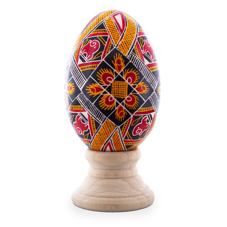 Goose Real Blown Out Ukrainian Easter Egg 6 in Multi color, Oval shape
